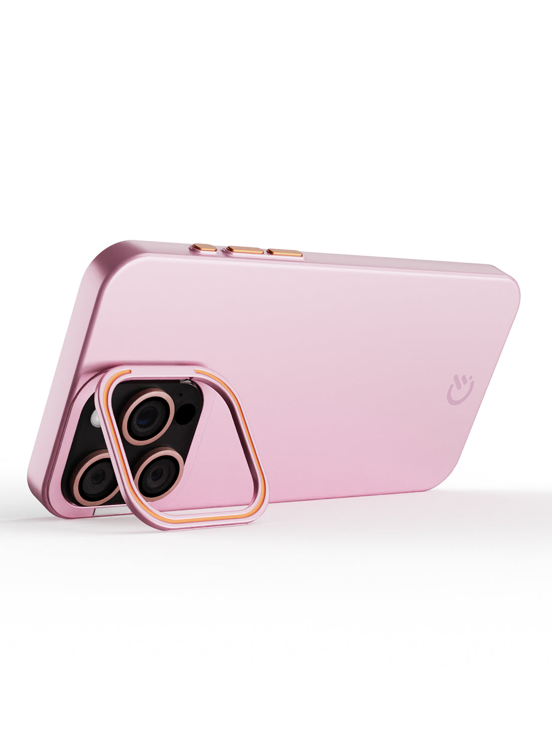 Solid Shade Snap Hard Case with Lens Guard & Stand - iPhone 15 (Pink)