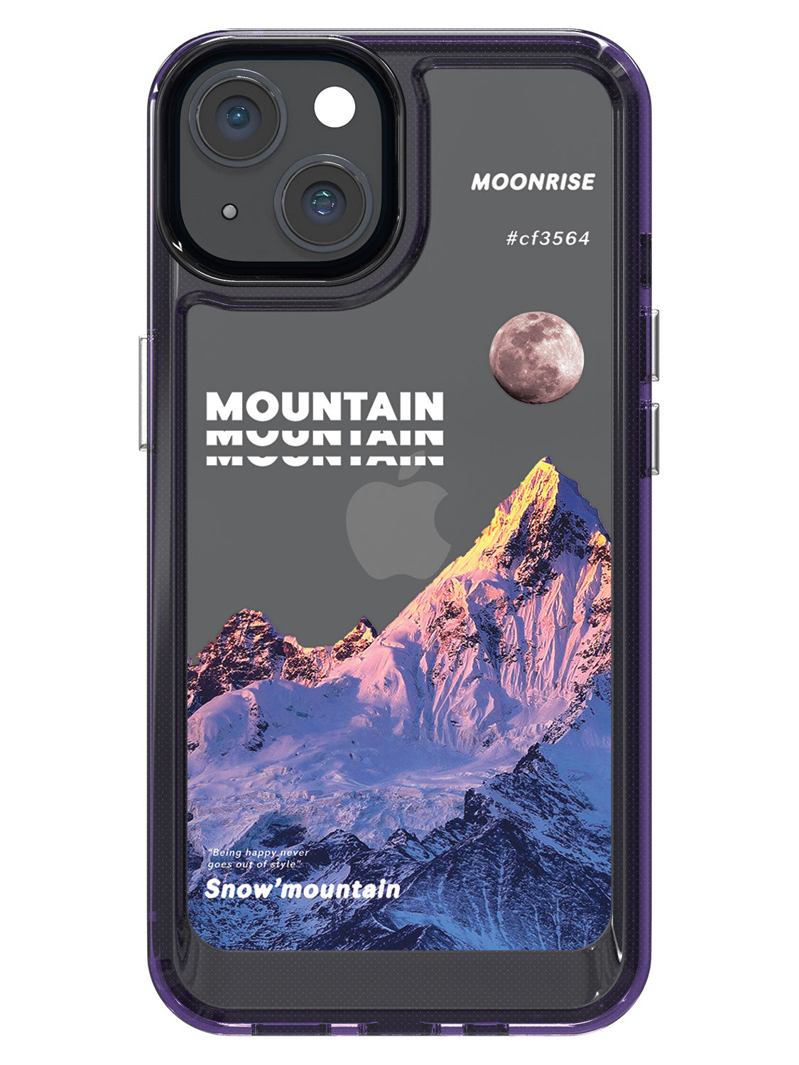 Snowy Mountains Clear Case - iPhone 14 (Purple)