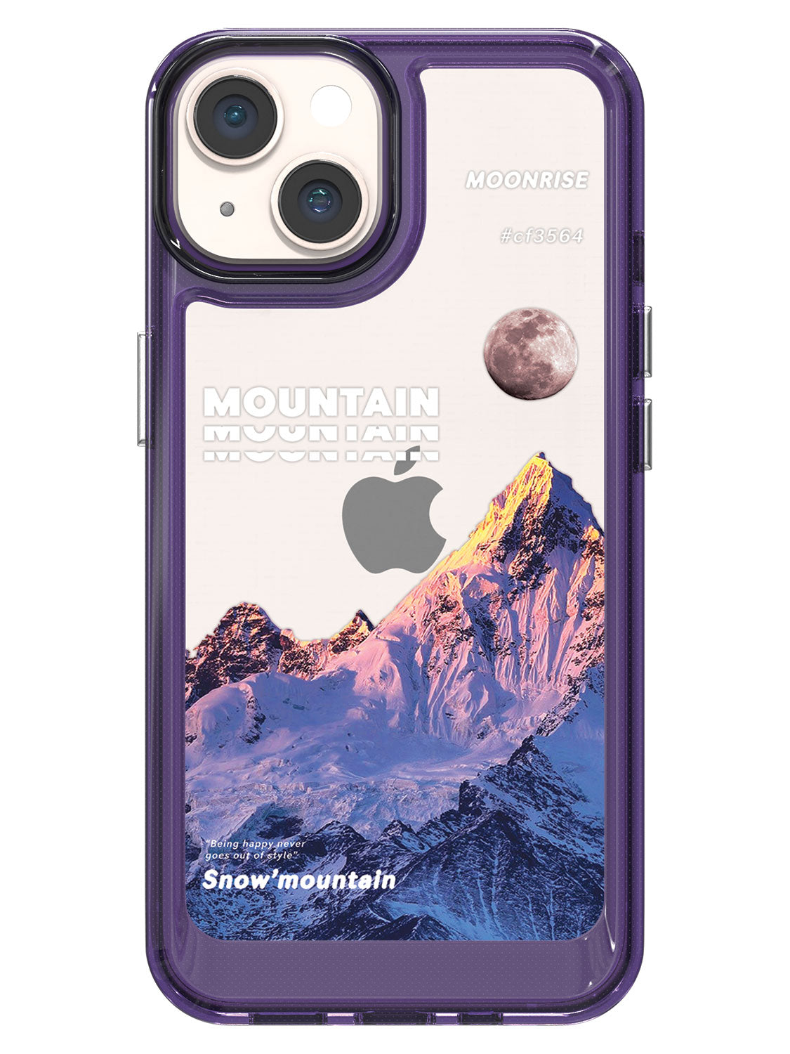 Snowy Mountains Clear Case - iPhone 14 (Purple)