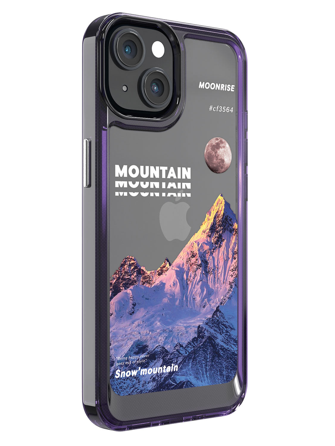 Snowy Mountains Clear Case - iPhone 14 (Purple)