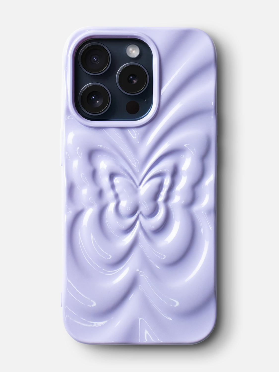 3D Butterfly Ripple Flexible Case - iPhone 13 (Lilac)