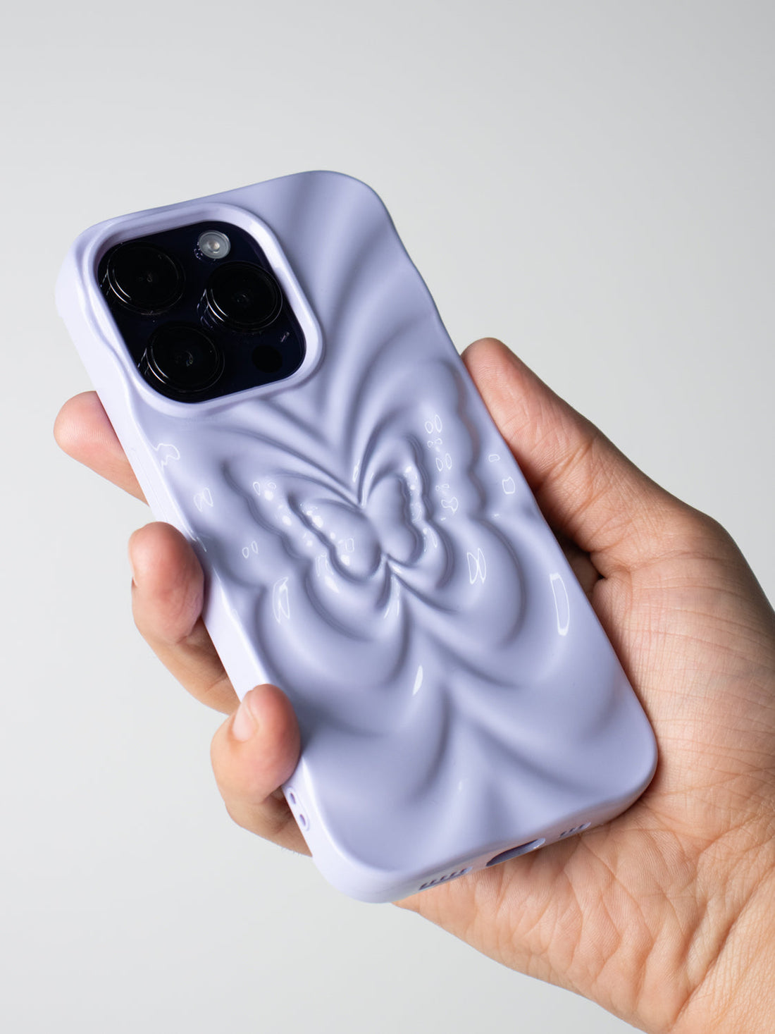 3D Butterfly Ripple Flexible Case - iPhone 15 Pro (Lilac)