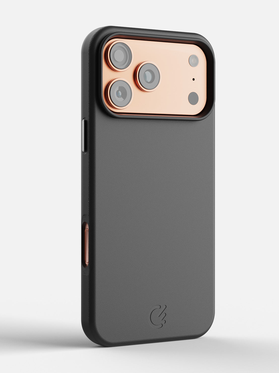 Leather Case for iPhone 17 Pro in Black - angled rear view
