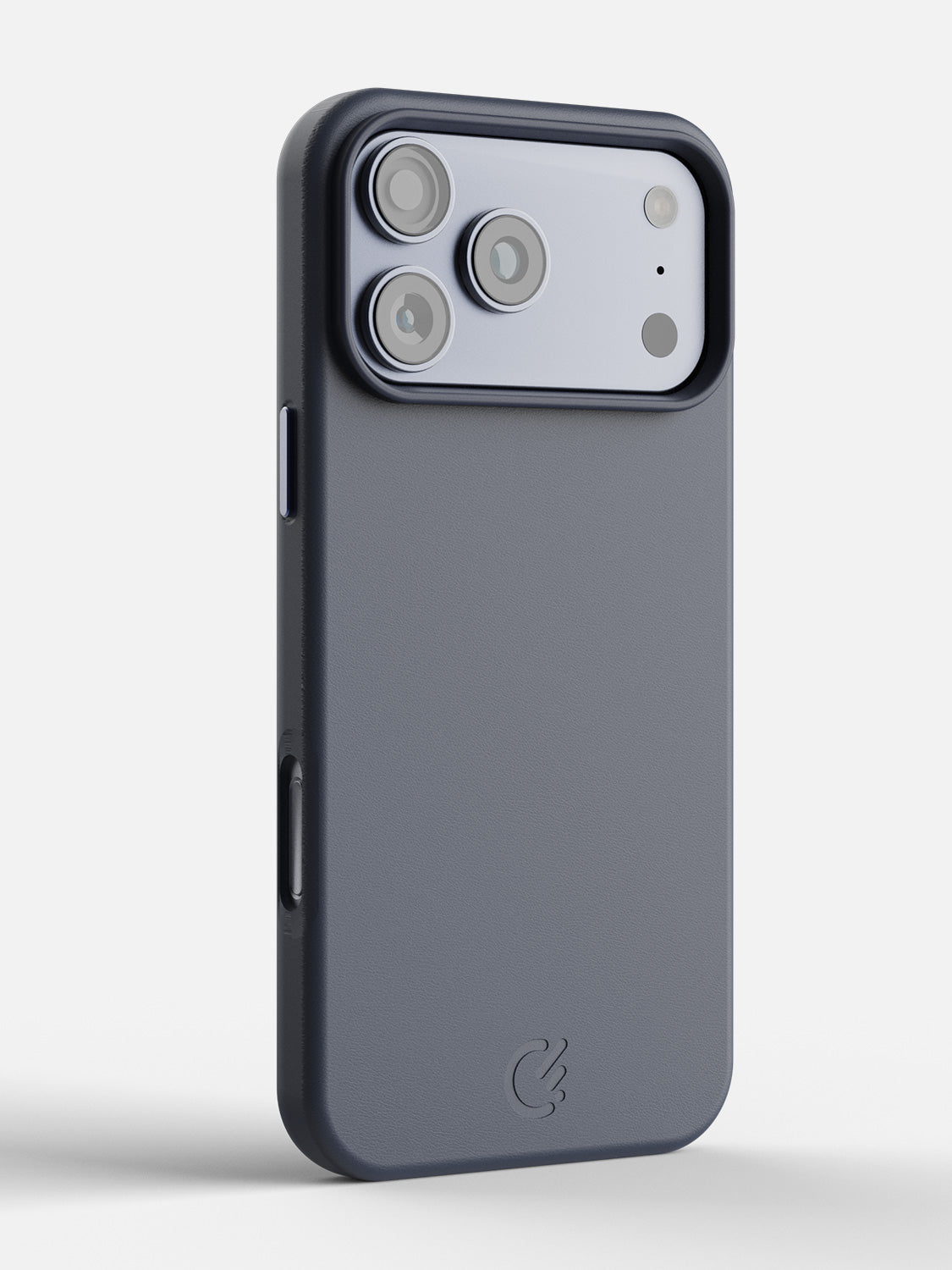 Leather Case for iPhone 17 Pro in Blue - angled rear view