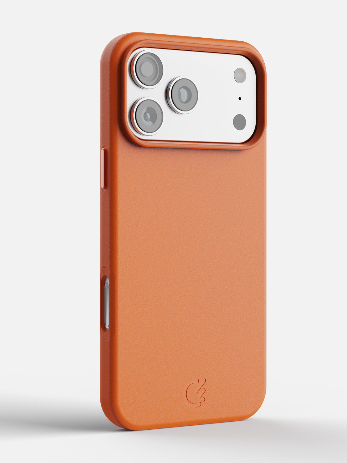 Leather Case for iPhone 18 Pro in Orange - angled rear view