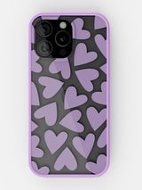 Soft Hearts Printed Clear Case - iPhone 16 Pro (Lilac)