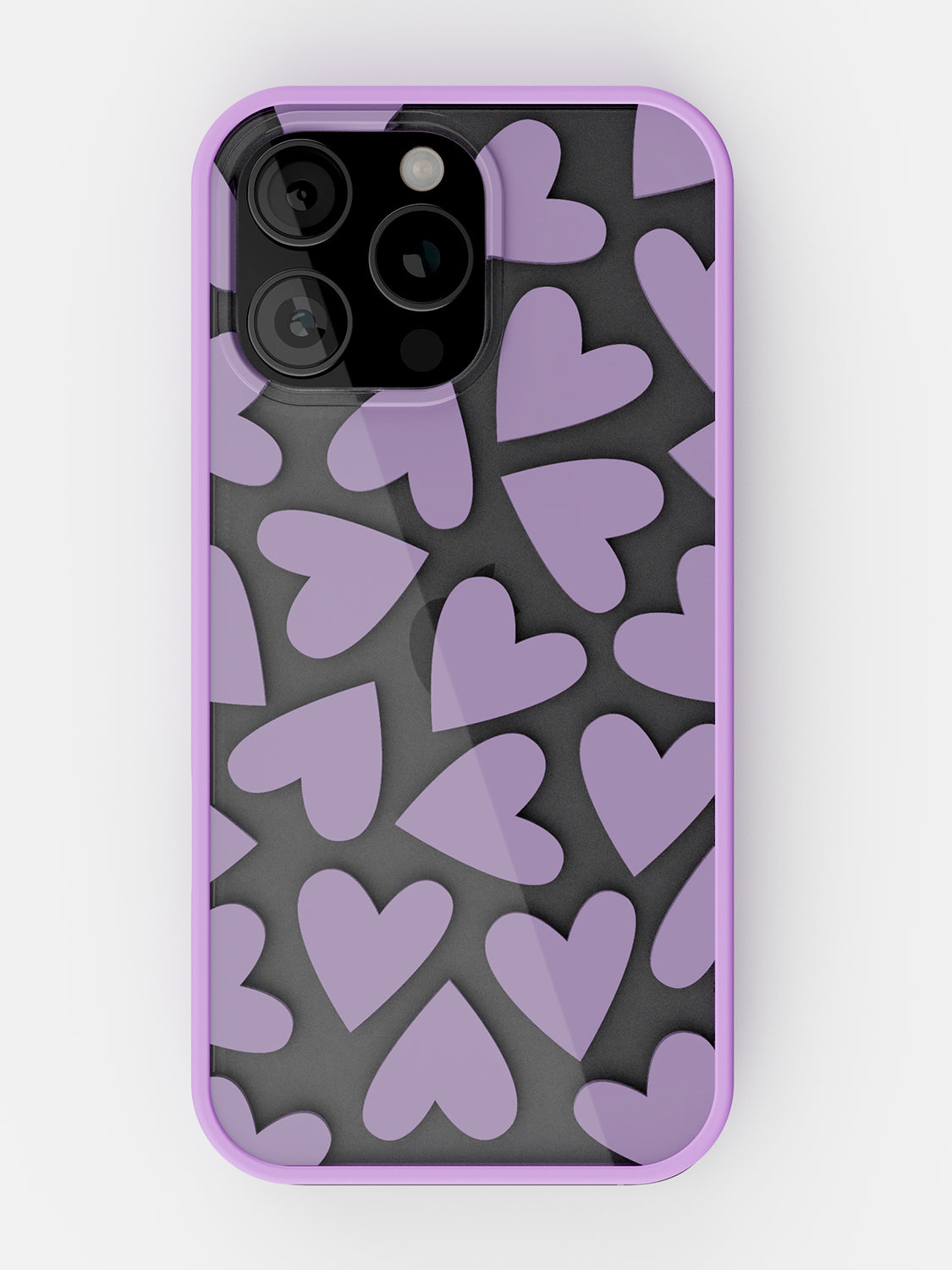 Soft Hearts Printed Clear Case - iPhone 16 Pro (Lilac)