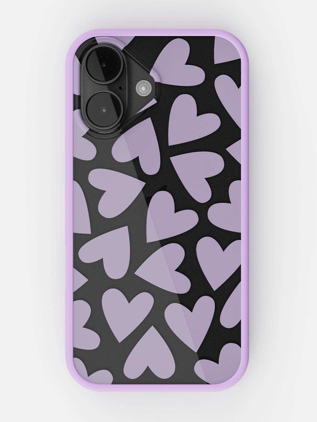 Soft Hearts Printed Clear Case - iPhone 16 (Lilac)