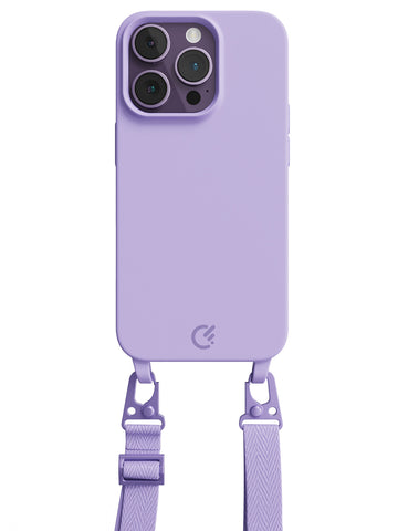 Silicon Crossbody Sling Case - iPhone 14 Pro (Lilac - Lanyard)