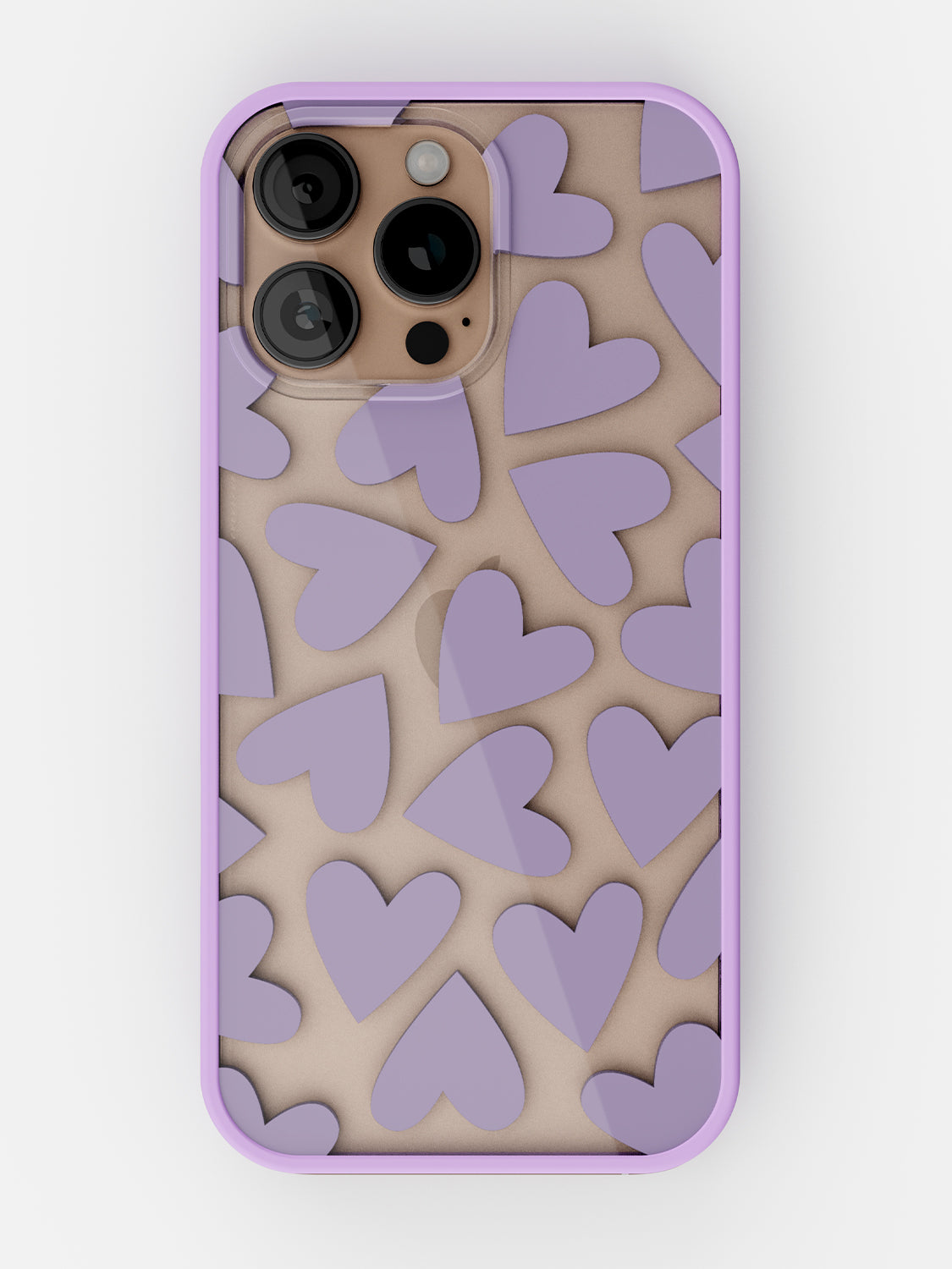 Soft Hearts Printed Clear Case - iPhone 16 Pro Max (Lilac)