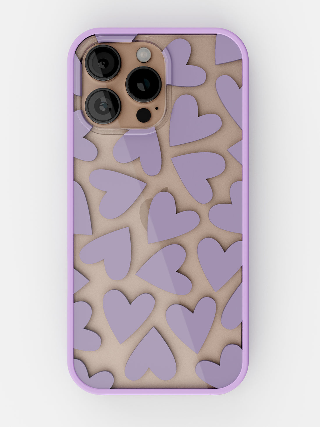 Soft Hearts Printed Clear Case - iPhone 16 Pro (Lilac)