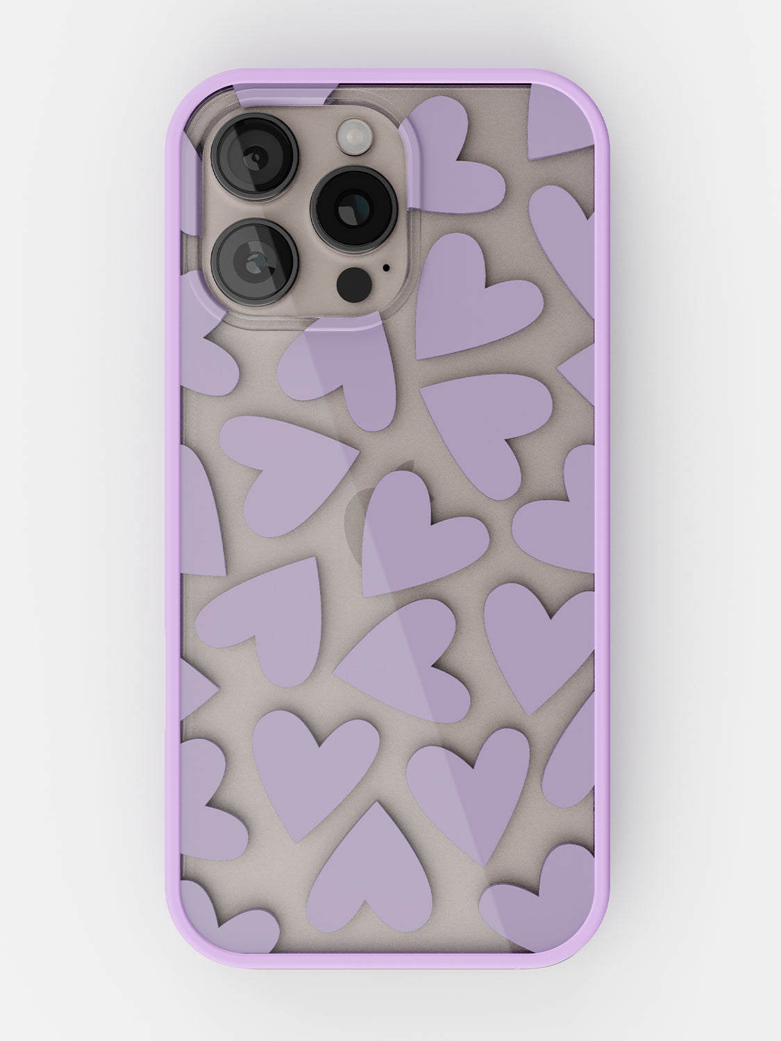 Soft Hearts Printed Clear Case - iPhone 16 Pro Max (Lilac)