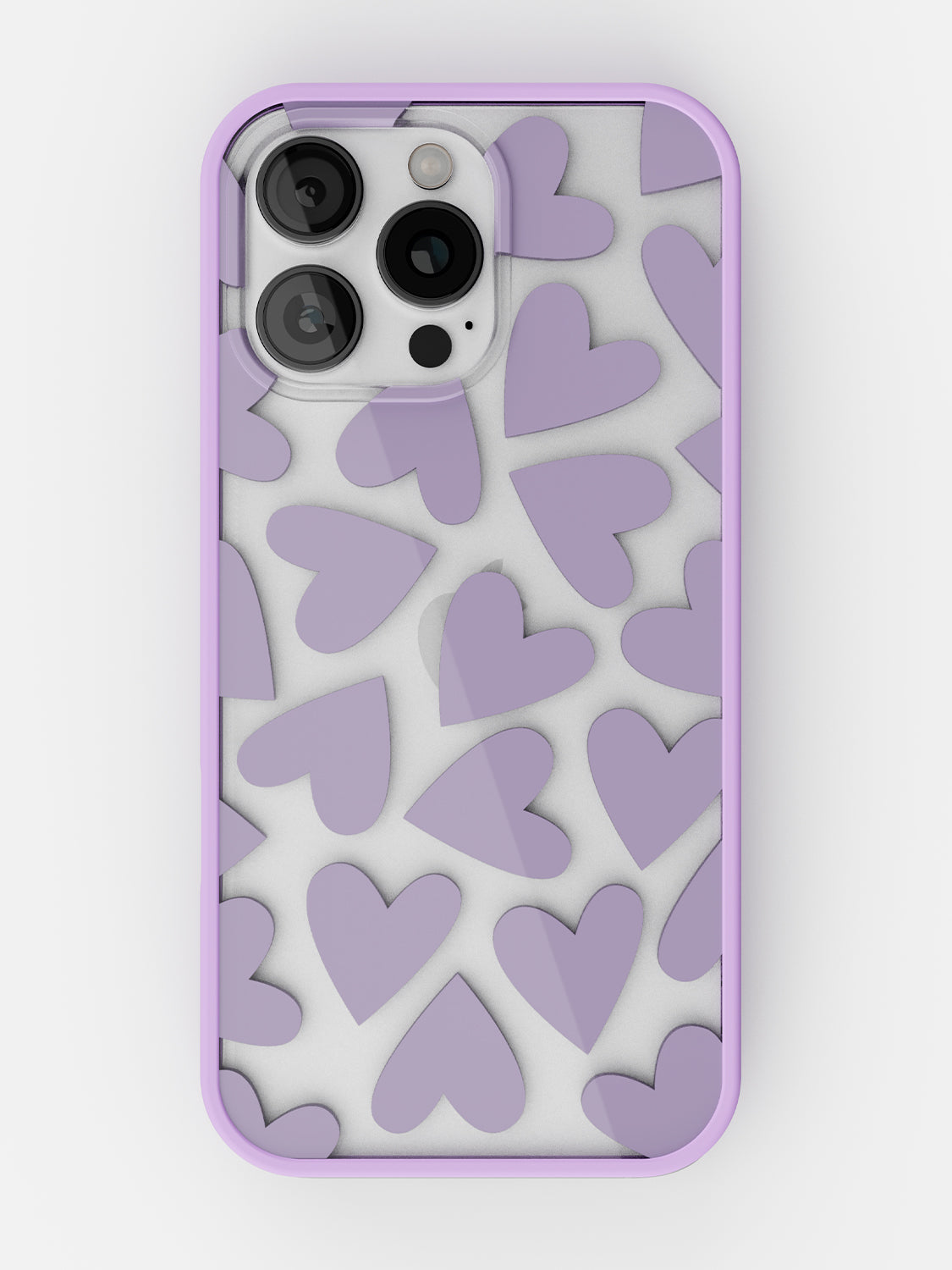 Soft Hearts Printed Clear Case - iPhone 16 Pro (Lilac)