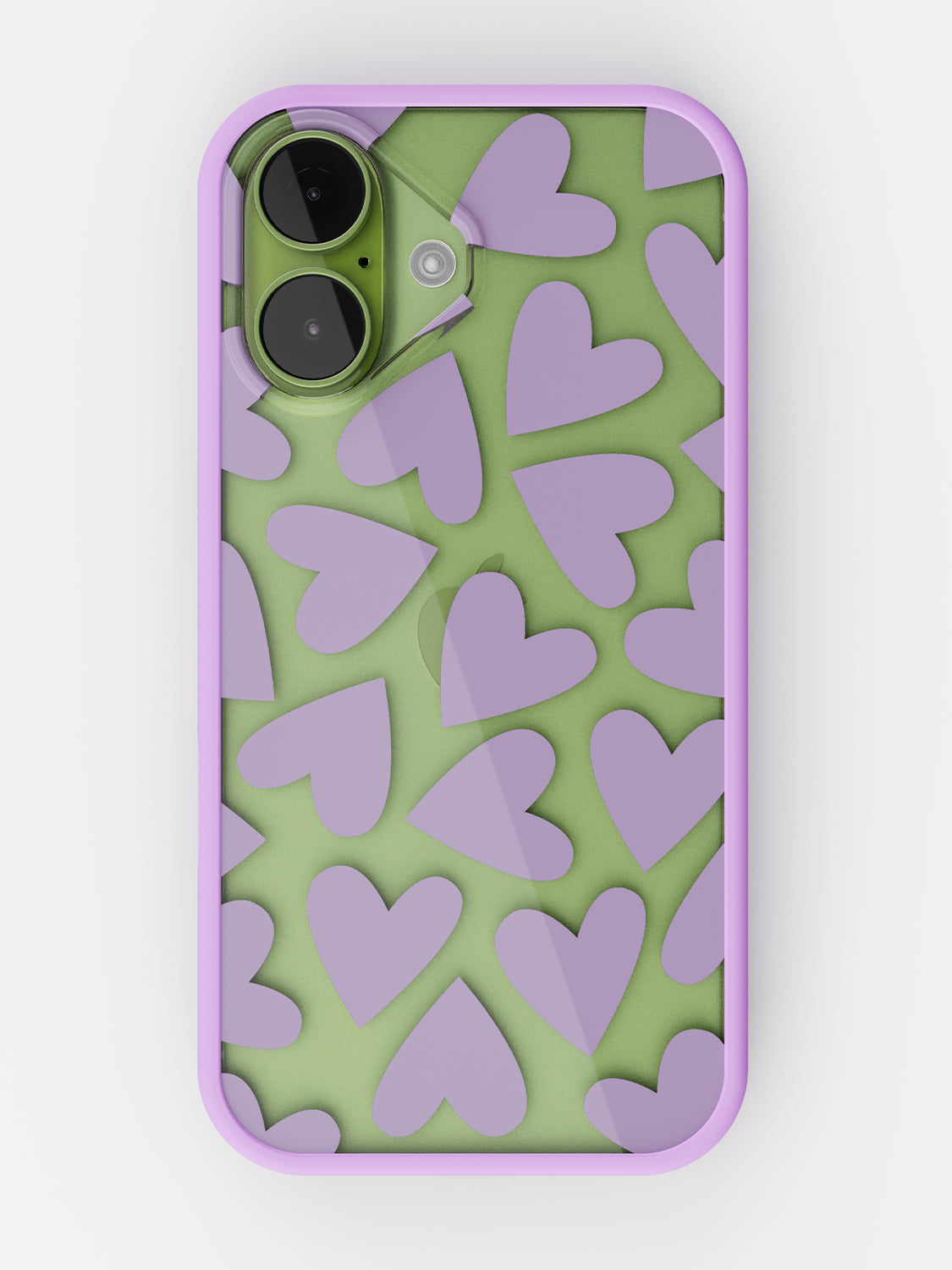 Soft Hearts Printed Clear Case - iPhone 17 (Lilac)