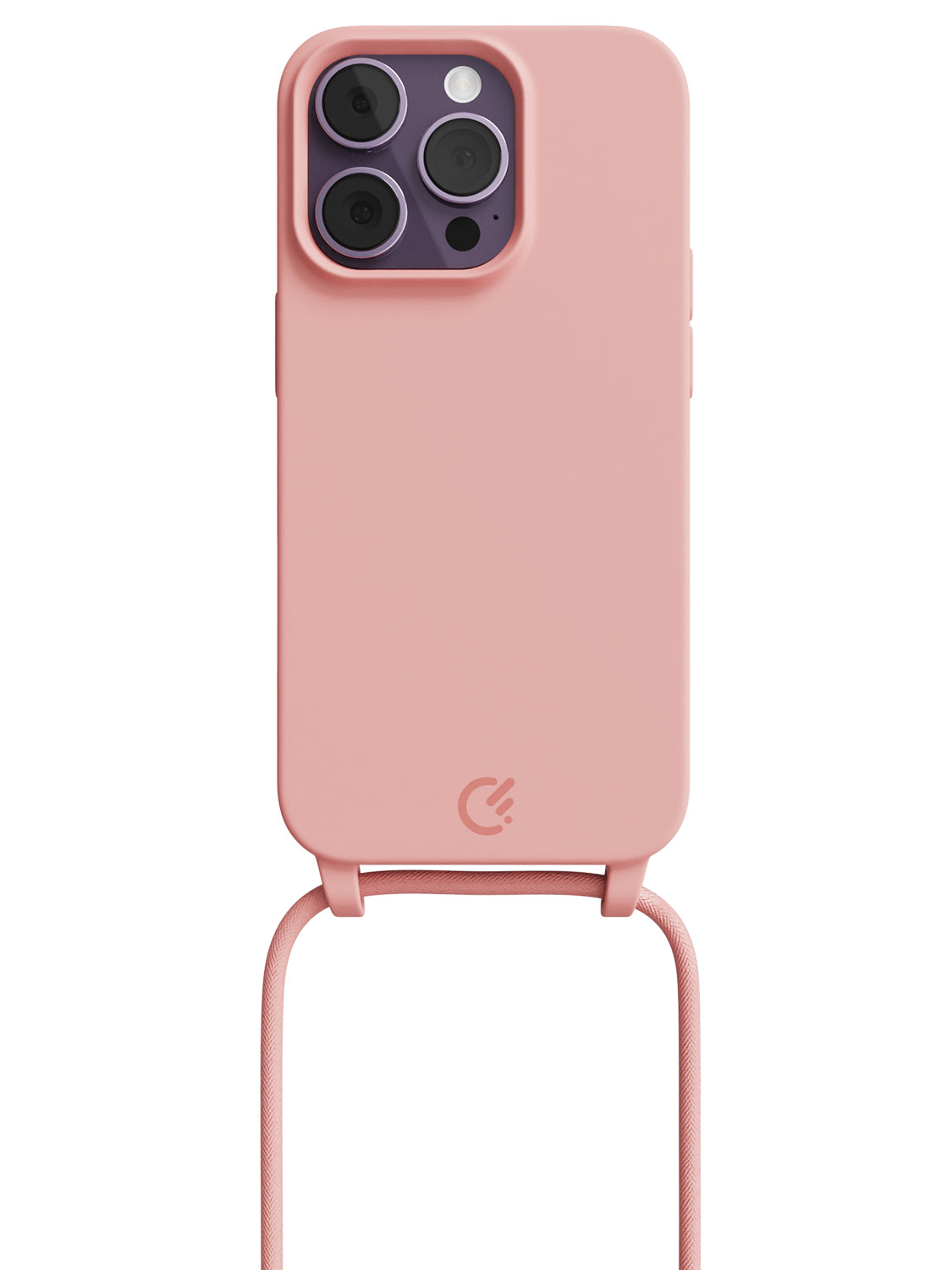 Silicon Crossbody Sling Case - iPhone 14 Pro (Peachy Pink - Rope)