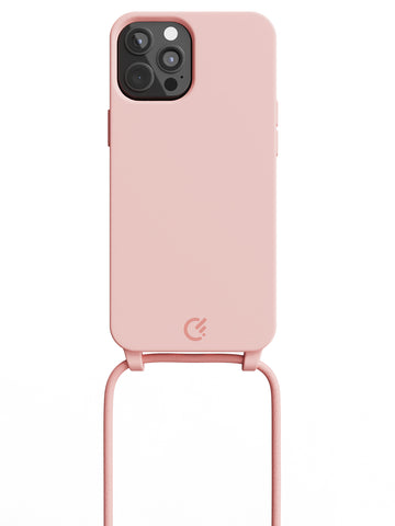 Silicon Crossbody Sling Case - iPhone 12 Pro Max (Peachy Pink - Rope)