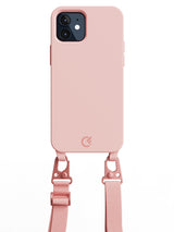 Silicon Crossbody Sling Case - iPhone 12 (Peachy Pink - Lanyard)
