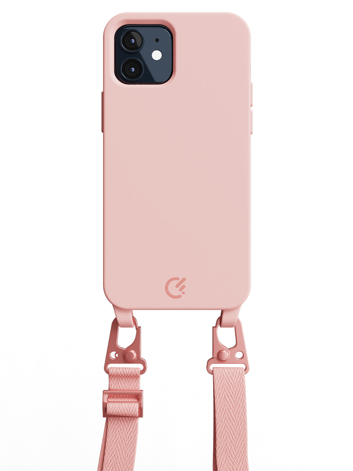 Silicon Crossbody Sling Case - iPhone 12 (Peachy Pink - Lanyard)