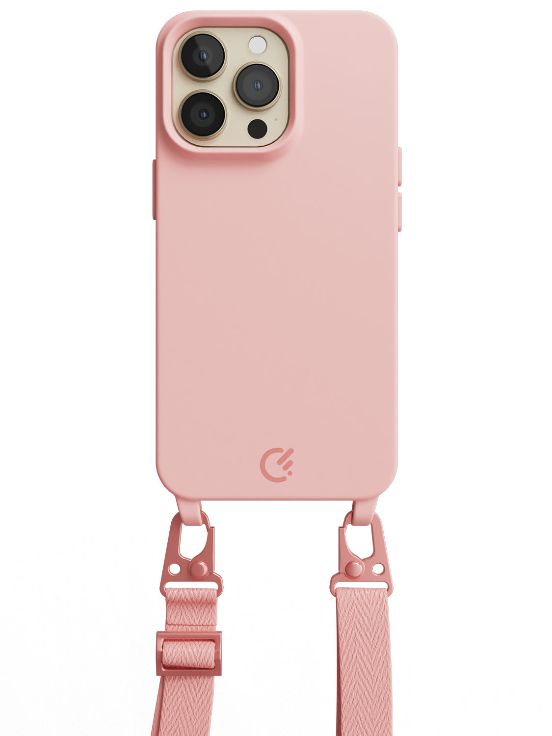 Silicon Crossbody Sling Case - iPhone 13 Pro (Peachy Pink - Lanyard)