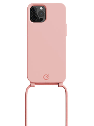 Silicon Crossbody Sling Case - iPhone 12 Pro (Peachy Pink - Rope)