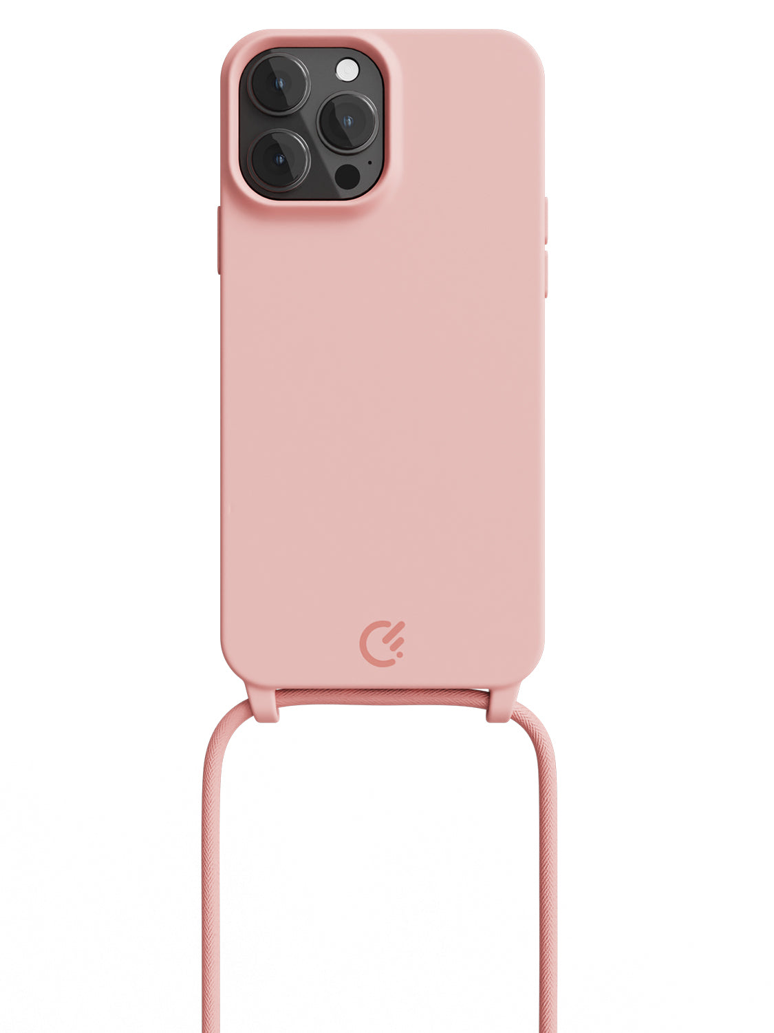 Silicon Crossbody Sling Case - iPhone 13 Pro Max (Peachy Pink - Rope)