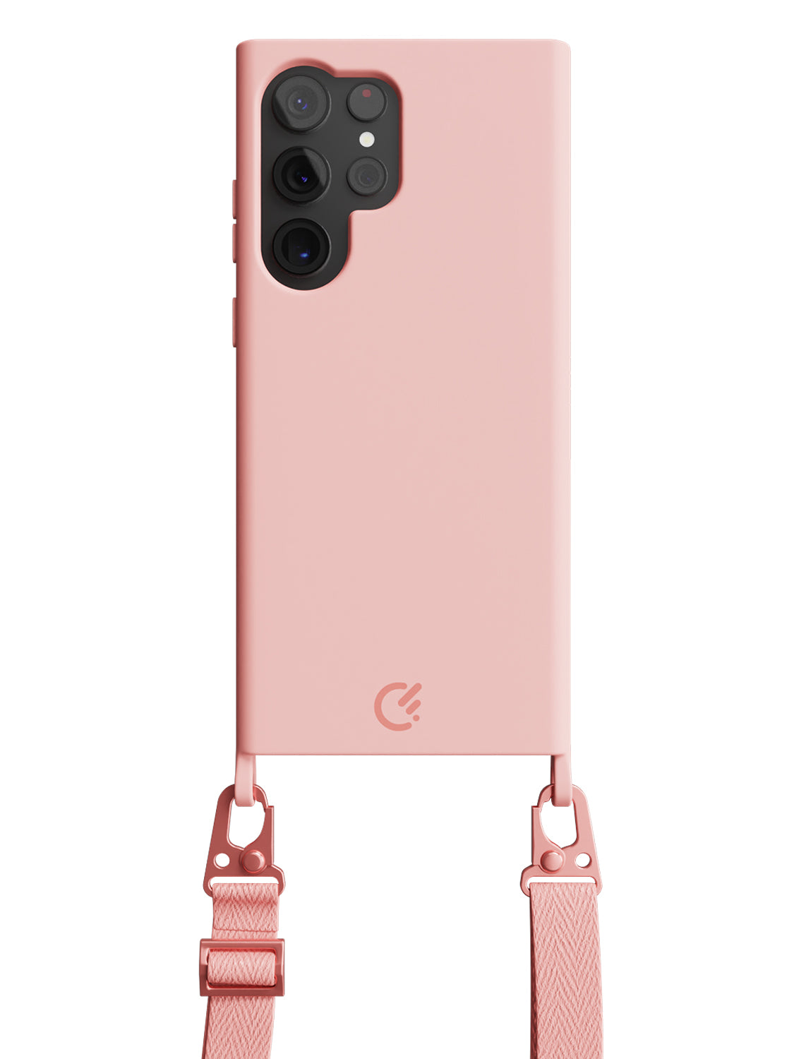 Silicon Crossbody Sling Case - Galaxy S22 Ultra (Peachy Pink - Lanyard)