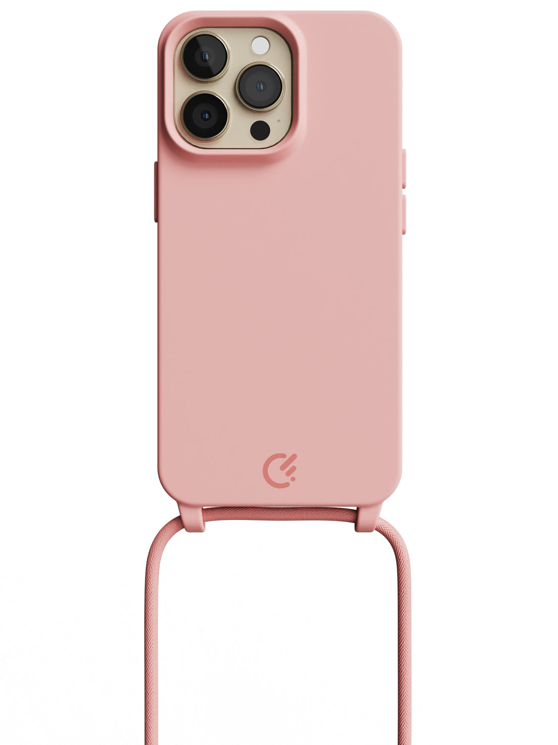 Silicon Crossbody Sling Case - iPhone 13 Pro (Peachy Pink - Rope)