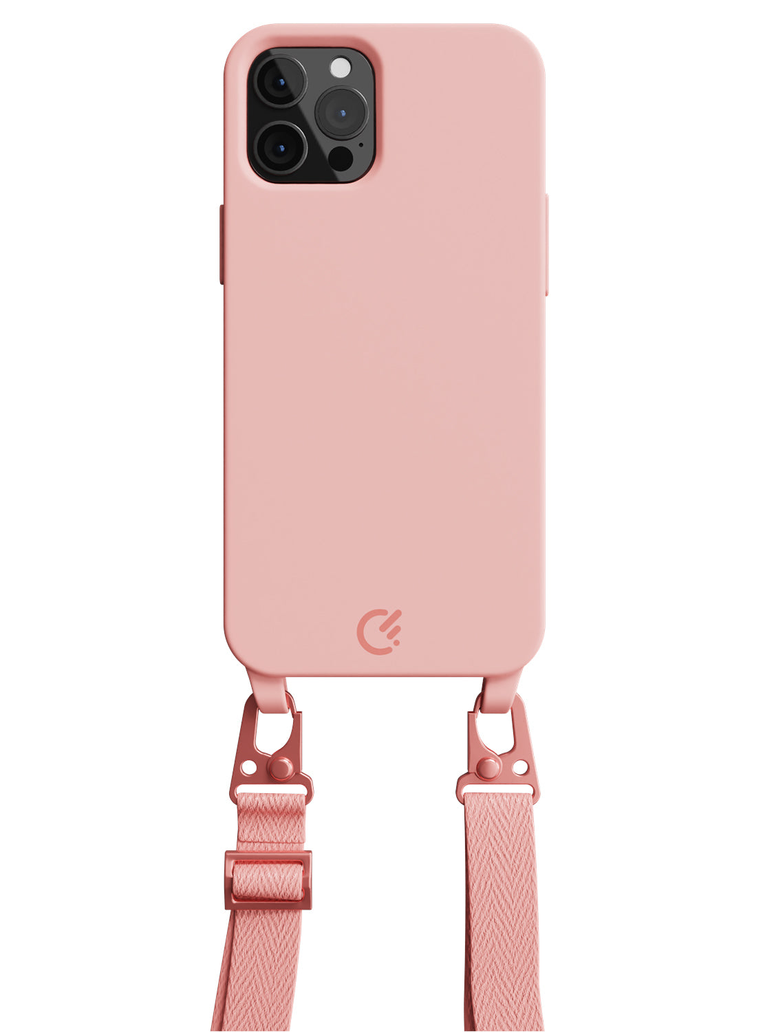 Silicon Crossbody Sling Case - iPhone 12 Pro (Peachy Pink - Lanyard)