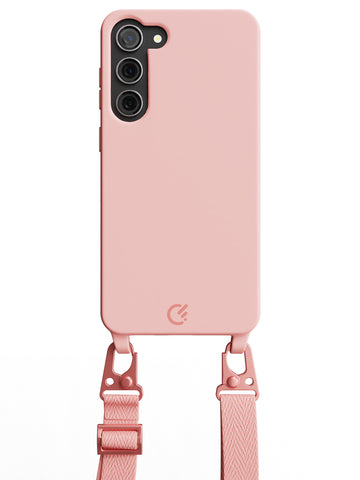 Silicon Crossbody Sling Case - Galaxy S23 Plus (Peachy Pink - Lanyard)