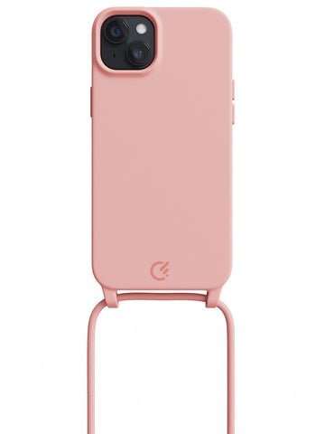 Silicon Crossbody Sling Case - iPhone 14 Plus (Peachy Pink - Rope)