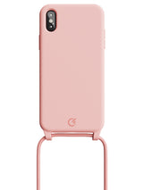 Silicon Crossbody Sling Case - iPhone X / XS (Peachy Pink - Rope)