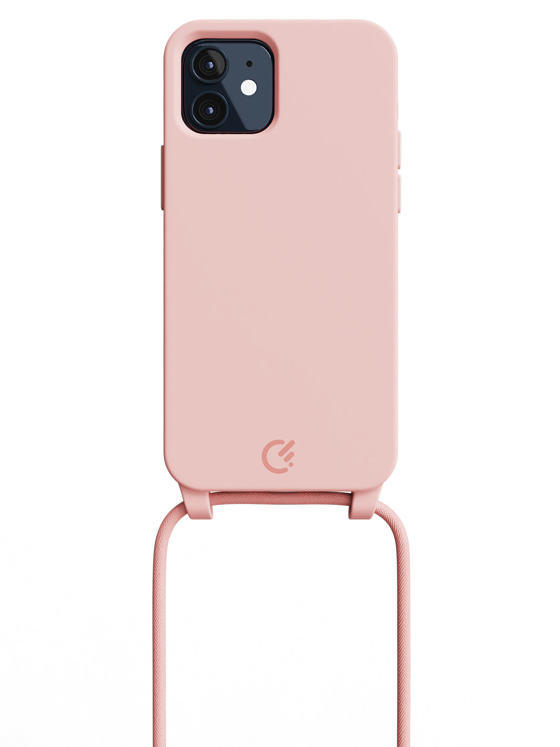 Silicon Crossbody Sling Case - iPhone 12 (Peachy Pink - Rope)