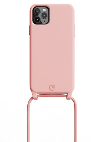 Silicon Crossbody Sling Case - iPhone 11 Pro Max (Peachy Pink - Rope)
