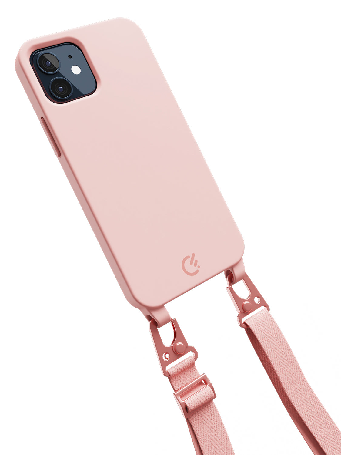 Silicon Crossbody Sling Case - iPhone 12 (Peachy Pink - Lanyard)