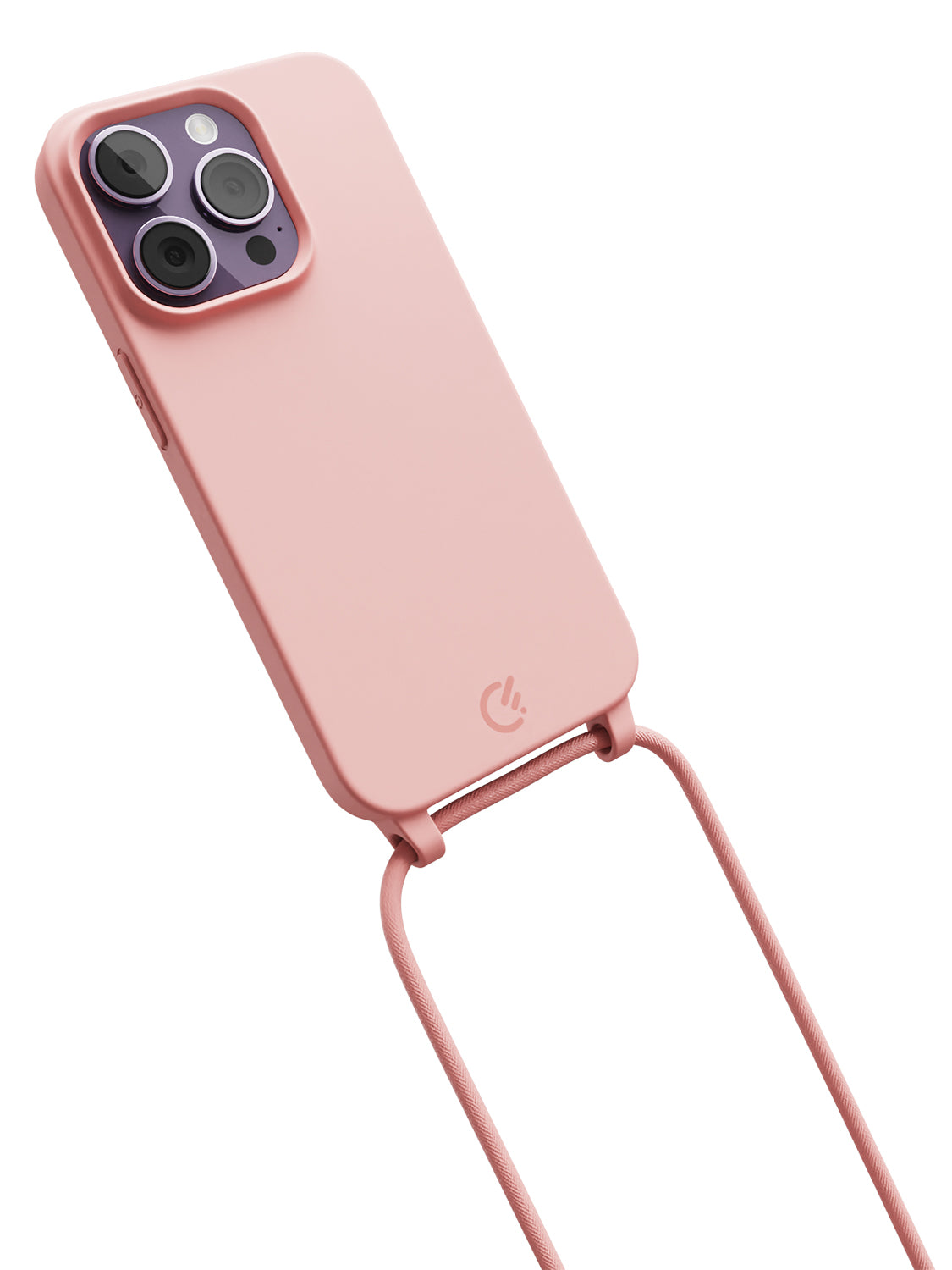 Silicon Crossbody Sling Case - iPhone 14 Pro (Peachy Pink - Rope)