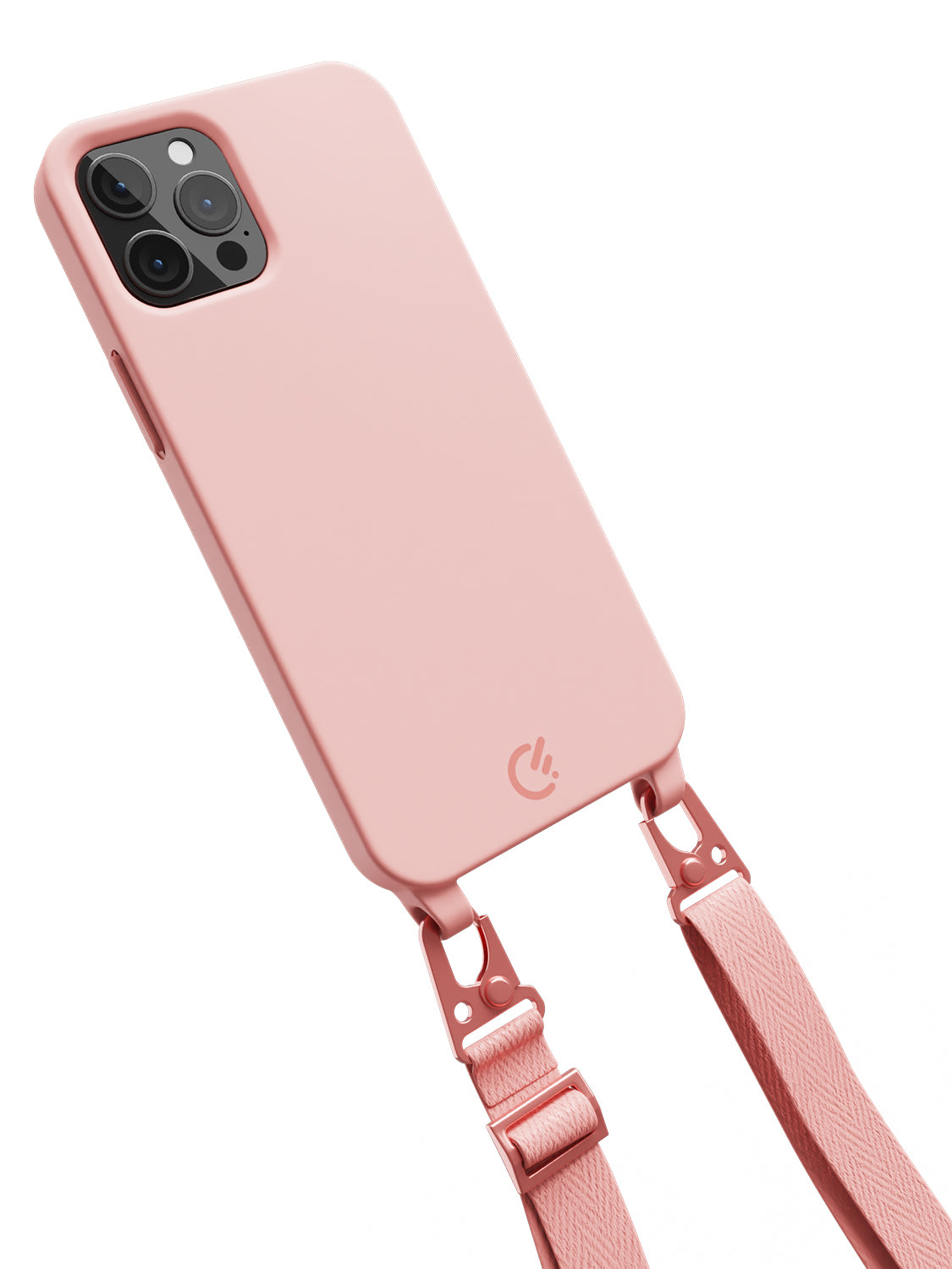 Silicon Crossbody Sling Case - iPhone 12 Pro (Peachy Pink - Lanyard)