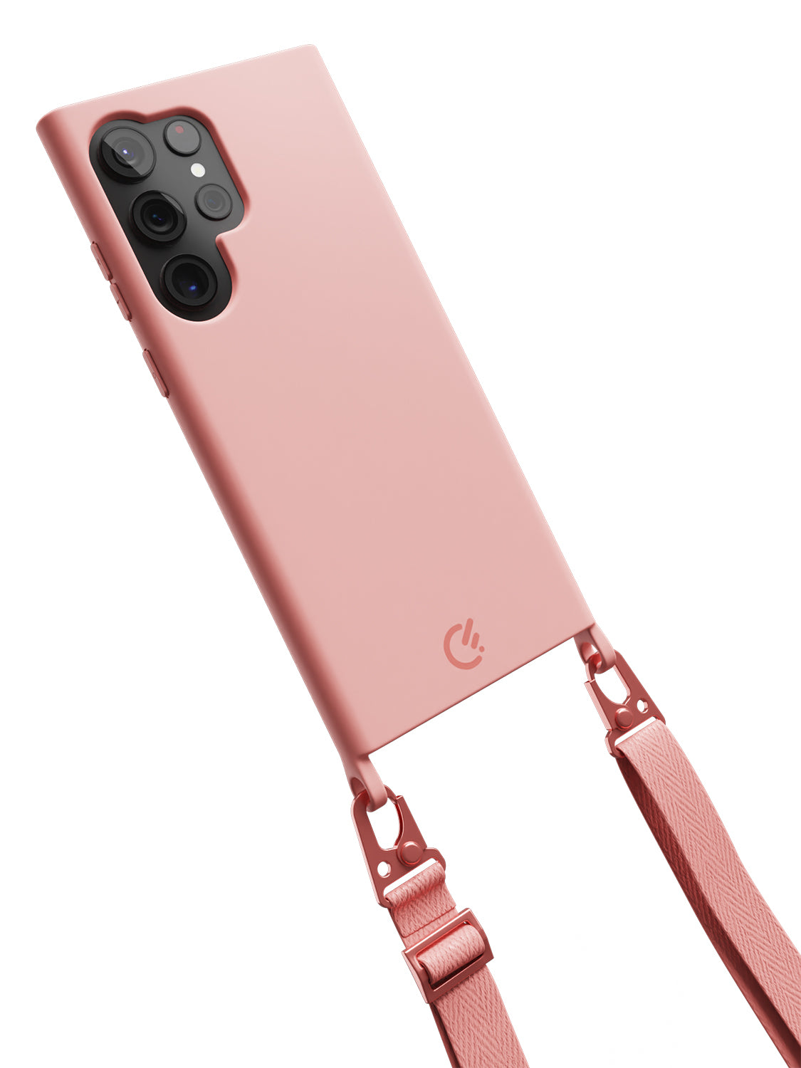 Silicon Crossbody Sling Case - Galaxy S22 Ultra (Peachy Pink - Lanyard)