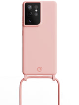 Silicon Crossbody Sling Case - Galaxy S21 Ultra (Peachy Pink - Rope)