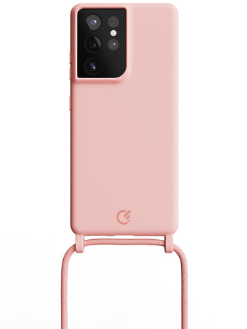 Silicon Crossbody Sling Case - Galaxy S21 Ultra (Peachy Pink - Rope)