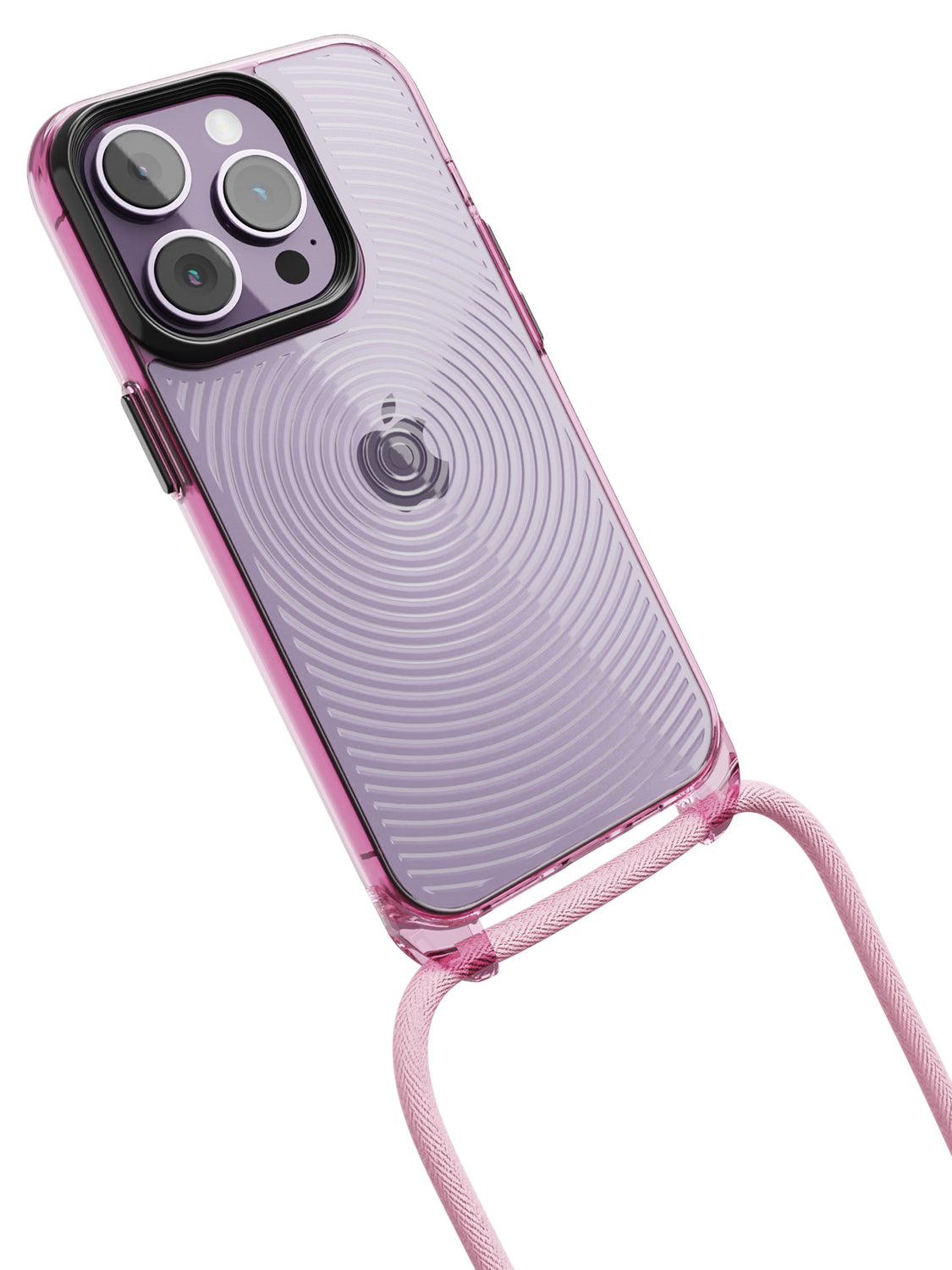 Clear Spiral Crossbody Sling Case - iPhone 14 Pro (Clear - Pink)