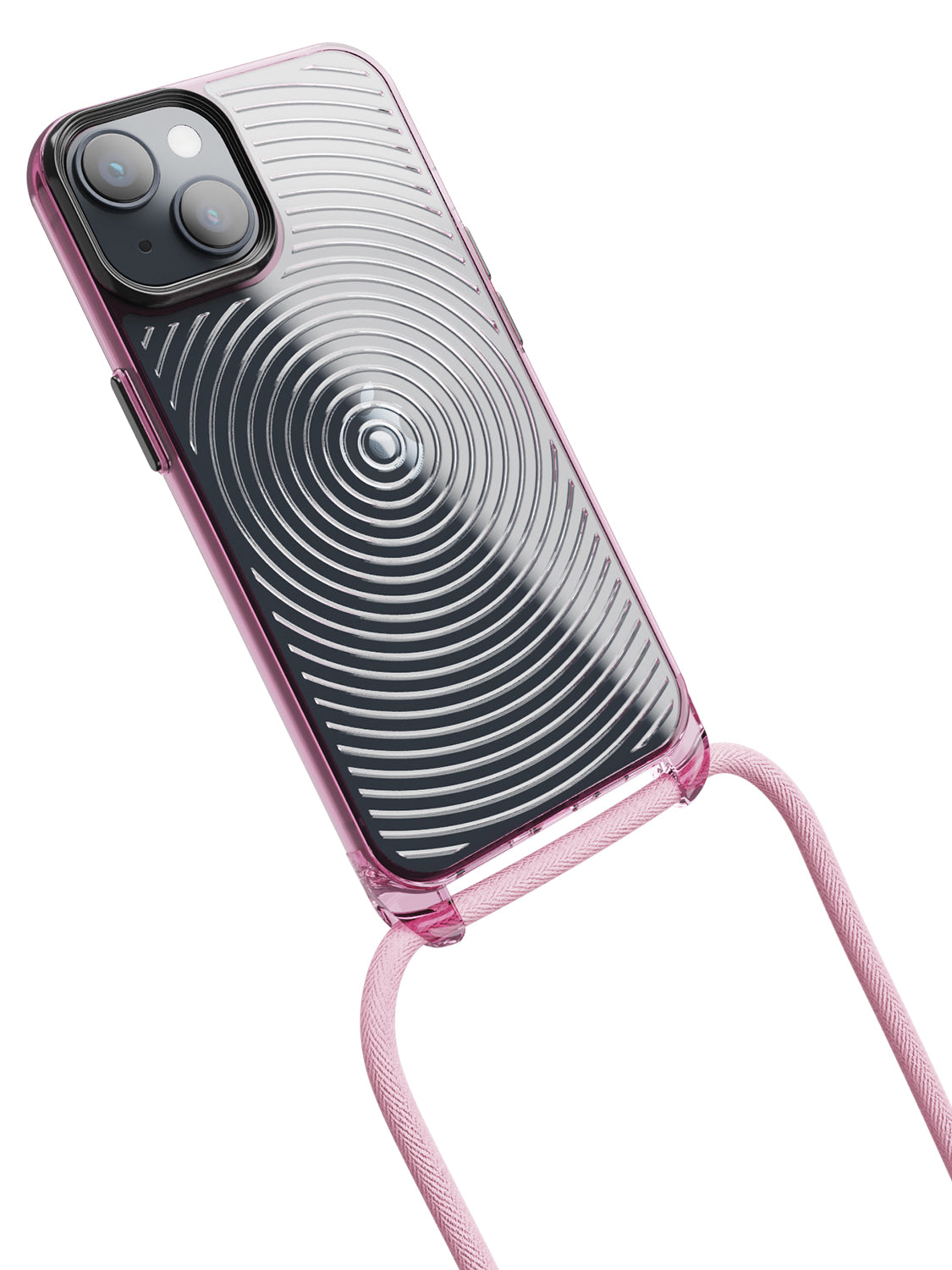 Clear Spiral Crossbody Sling Case - iPhone 14 (Clear - Pink)