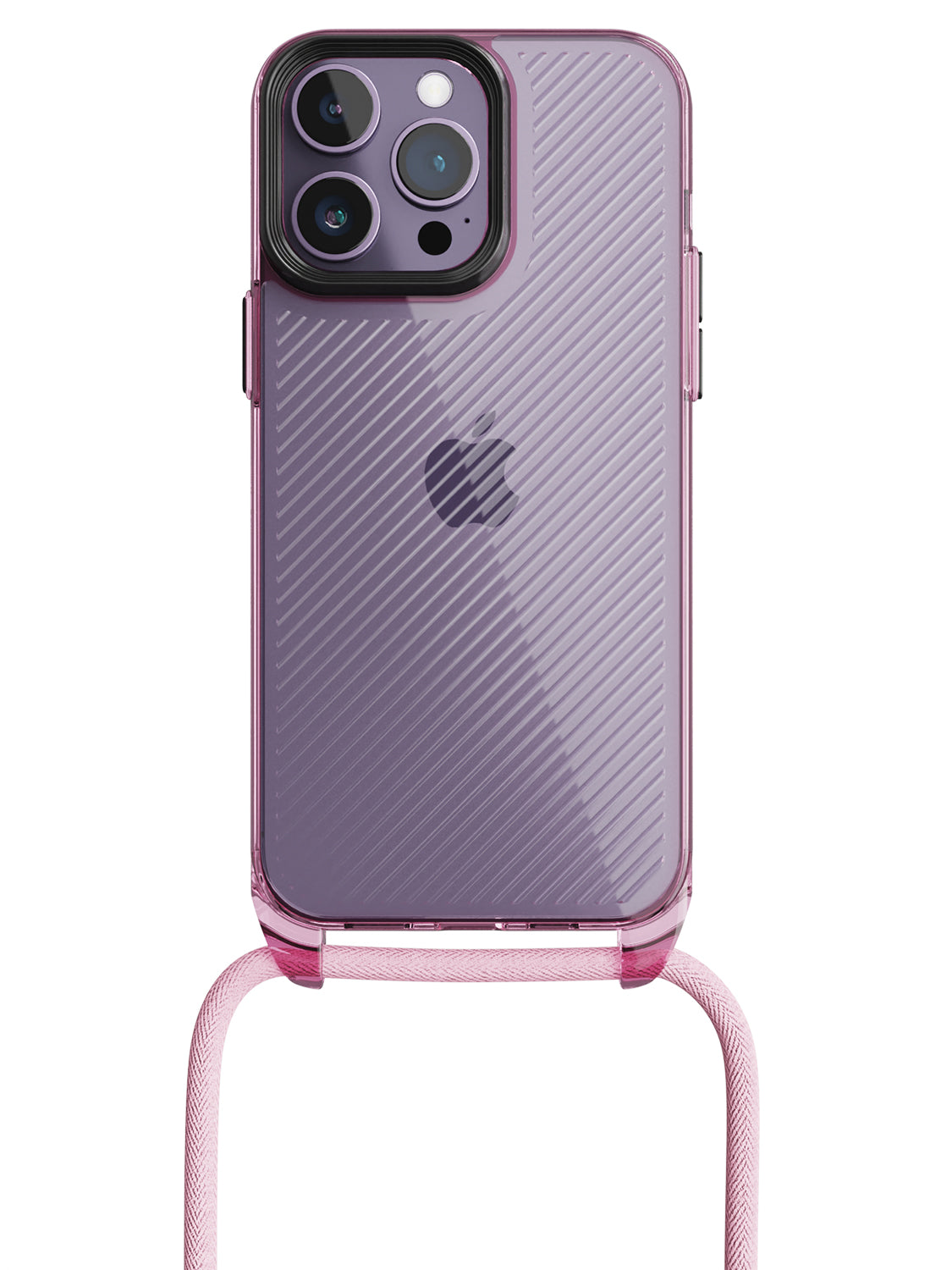 Clear Diagonals Crossbody Sling Case - iPhone 14 Pro Max (Clear - Pink)