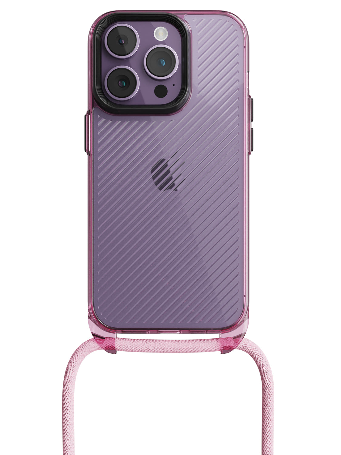 Clear Diagonals Crossbody Sling Case - iPhone 14 Pro (Clear - Pink)