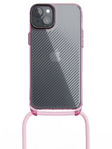Clear Diagonals Crossbody Sling Case - iPhone 14 Plus (Clear - Pink)