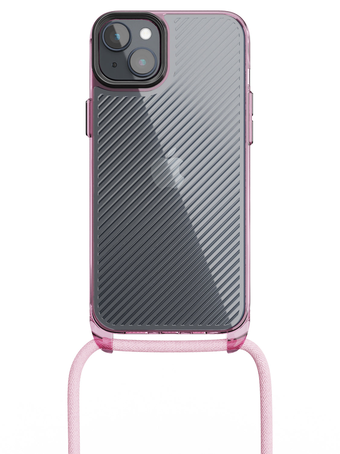 Clear Diagonals Crossbody Sling Case - iPhone 14 Plus (Clear - Pink)