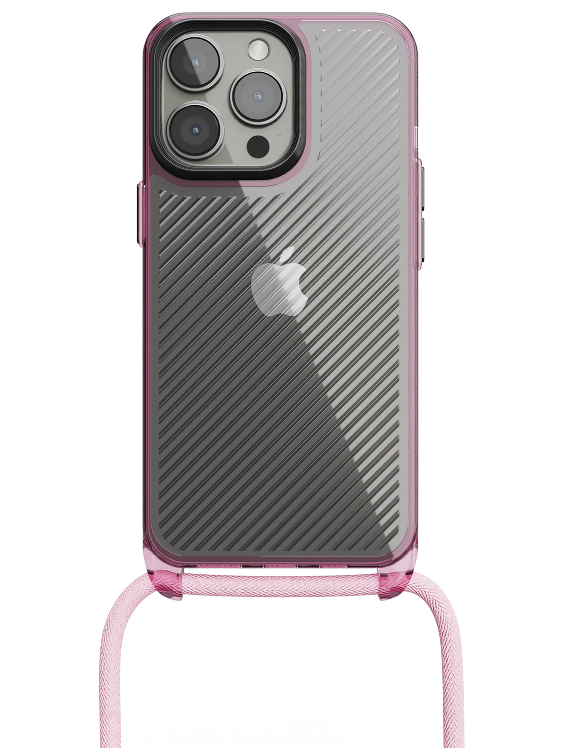Clear Diagonals Crossbody Sling Case - iPhone 13 Pro (Clear - Pink)