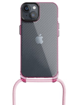 Clear Diagonals Crossbody Sling Case - iPhone 13 (Clear - Pink)