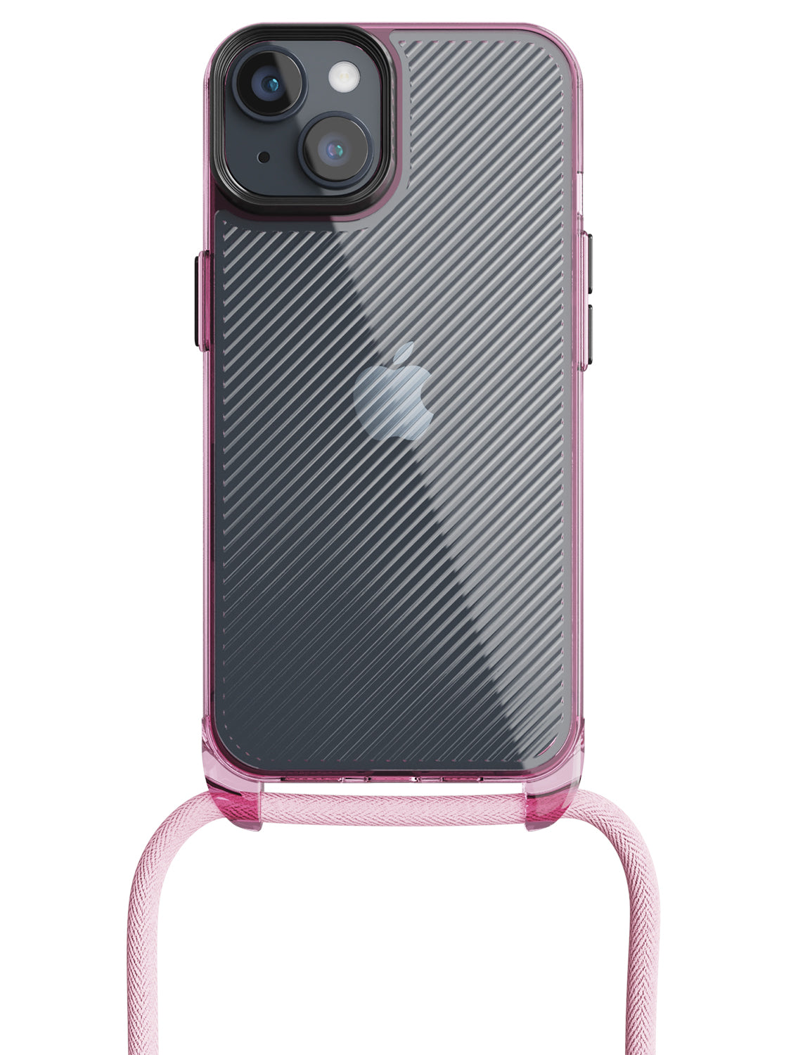 Clear Diagonals Crossbody Sling Case - iPhone 14 (Clear - Pink)