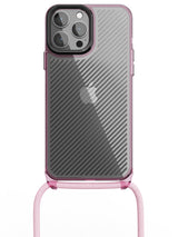 Clear Diagonals Crossbody Sling Case - iPhone 13 Pro Max (Clear - Pink)