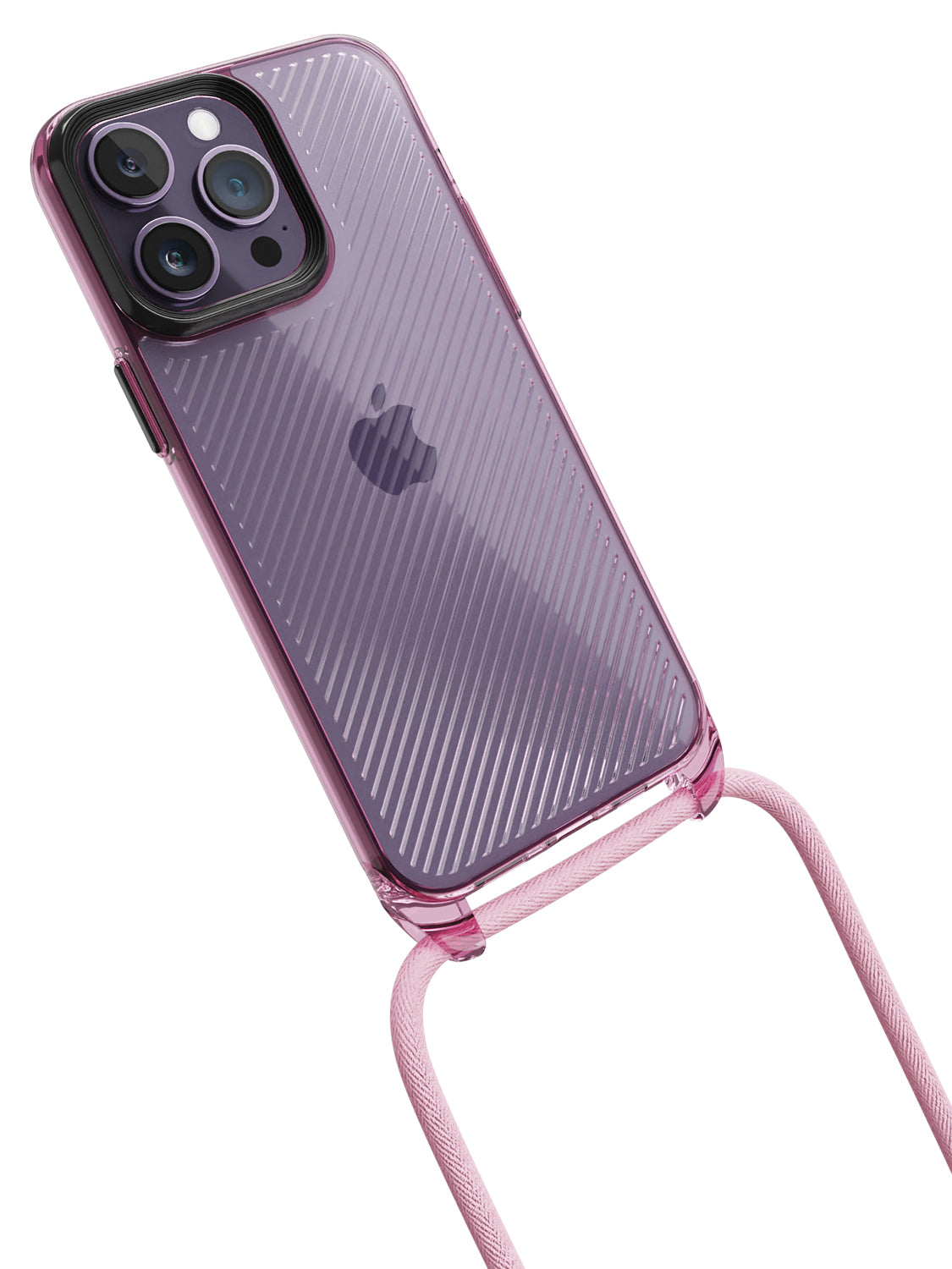 Clear Diagonals Crossbody Sling Case - iPhone 14 Pro Max (Clear - Pink)